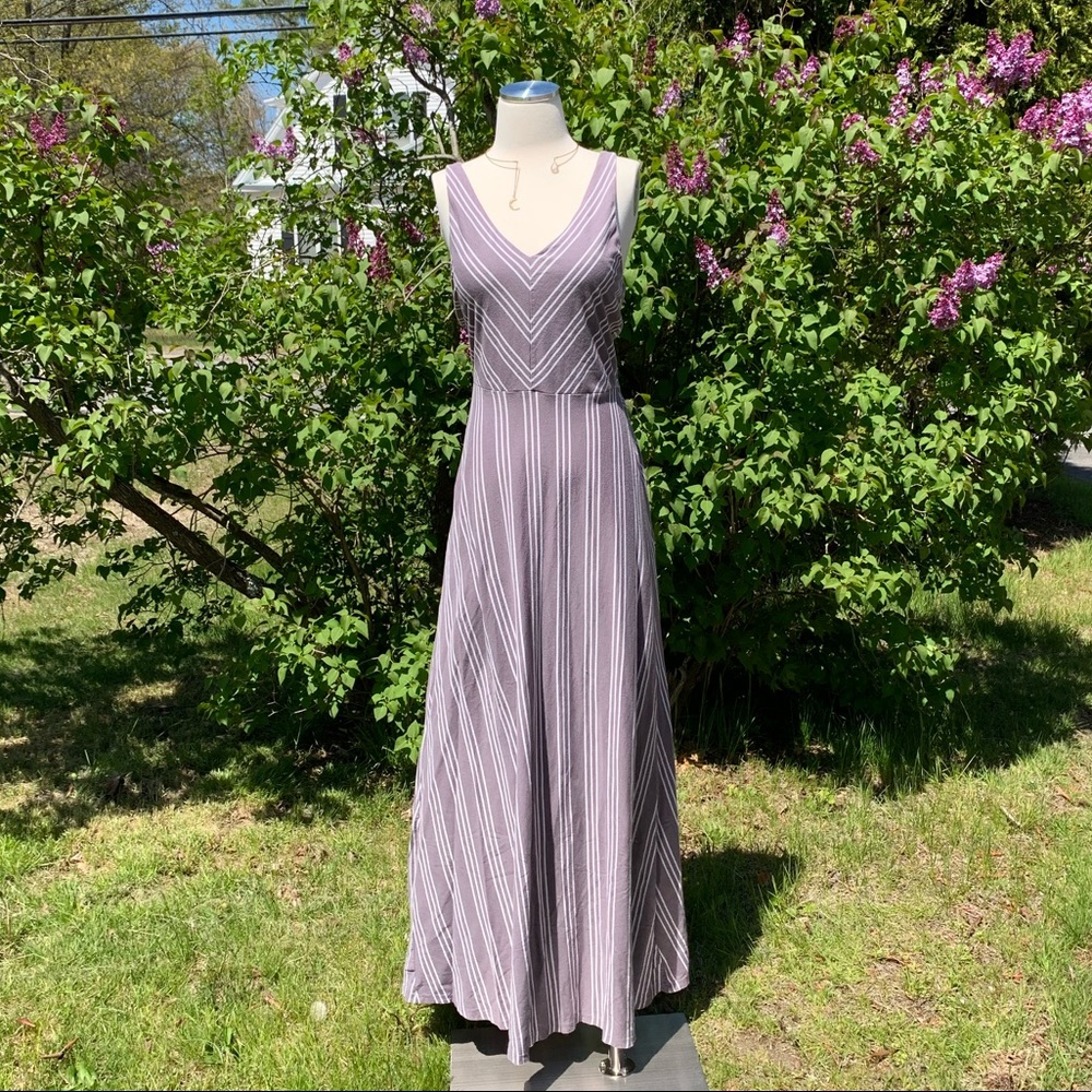 LC Lauren Conrad Striped Sleeveless V-Neck Maxi Dress